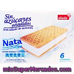 Aliada Sandwich Helado Sabor Nata Sin Azúcares Añadidos 6 Unidades Estuche 600 Ml