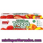 Aliada Yogur Con Trozos De Frutas 4 Fresa + 2 Melocotón + 2 Frambuesa Pack 8 Unidades 125 G