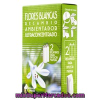 Ambientador Ultraconcentrado Recambio Para Difusor Manual Aroma Flores Blancas, Bosque Verde, Pack 2 X 15 Cc - 30 Cc