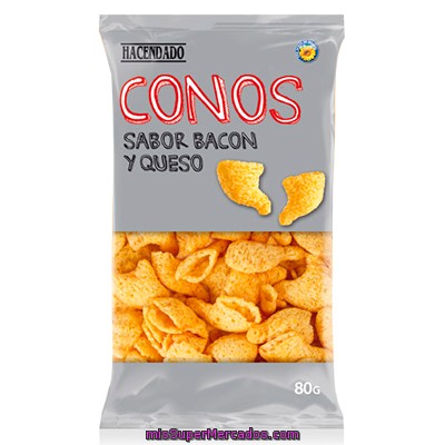 Aperitivo Cono Sabor Queso Y Bacon, Hacendado, Paquete 80 G