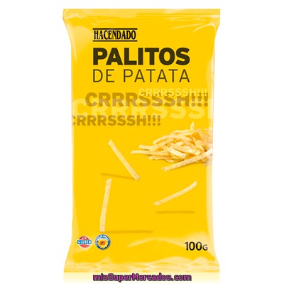Aperitivo Palitos Patata (paquete Amarillo), Hacendado, Paquete 100 G