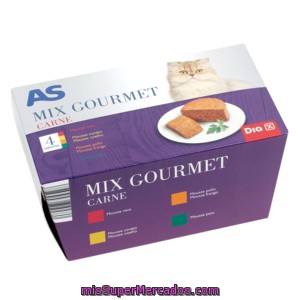 As Mix Gourmet Alimento Para Gatos Con Carne Tarro 4 X 85 Gr