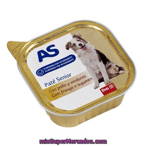 As Paté Para Perros Senior Rico En Pollo Con Verduras Tarrina 300 Gr