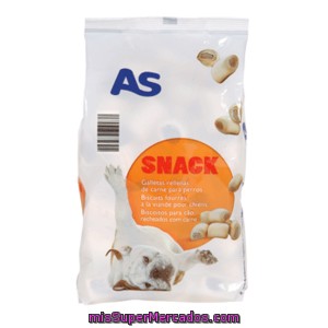 As Snack Para Perros Galletas Rellenas De Carne Envase 500 Gr