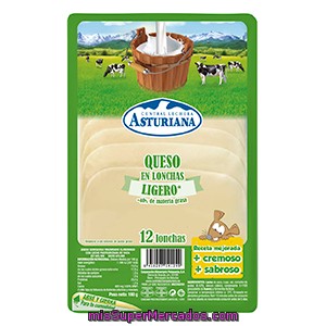 Asturiana Queso En Lonchas Ligero Bandeja 200 G