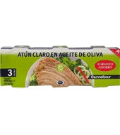 Atún Claro En Aceite De Oliva Carrefour Pack 3x104 G.