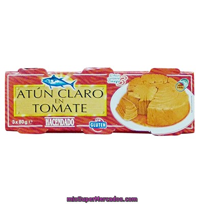 Atun Con Tomate, Hacendado, Lata Pack 3 U - 240 G Escurrido 156 G