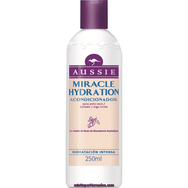 Aussie Acondicionador Miracle Hydration Con Aceite De Nuez De Macadamia Australiana Frasco 250 Ml Hidratación Intensa Para Cabello Seco