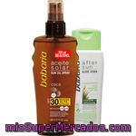 Babaria Aceite Solar Coco Fp-30 Hidratación Activa Resistente Al Agua Spray 200 Ml + After Sun Aloe Vera Hidratante Frasco 150 Ml