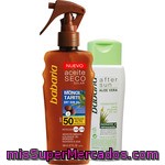 Babaria Aceite Solar Seco Coco Fp-50 Acelerador Del Bronceado Resistente Al Agua Spray 200 Ml + After Sun Aloe Vera Hidratante Frasco 150 Ml