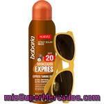 Babaria Bronceador Expres Spray Solar Seco Fp-20 Ultra Uniforme Acelerador Del Bronceado Spray 200 Ml + Gafas De Sol