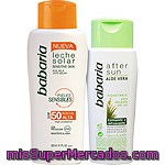 Babaria Leche Solar Sensitive Skin Fp-50 Resistente Al Agua Frasco 200 Ml + After Sun Aloe Vera Hidratante Frasco 150 Ml