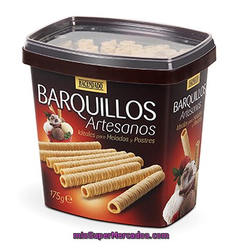 Barquillo Neula Tubo Artesano Para Helado, Hacendado, Caja 175 G