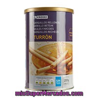 Barquillos Rellenos De Turrón Eroski, Lata 200 G