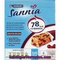 Barritas De Cereal-fr. Rojos Eroski Sannia, 6 Unid., Caja 138 G