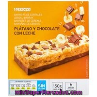 Barritas De Cereal-plátano Eroski, 6 Unid., Caja 150 G