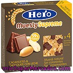 Barritas De Cereales Con Cacahuetes Y Chocolate Con Leche Muesly Supreme De Hero 4 Unidades De 24 Gramos