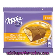 Barritas De Chocolate Con Caramelo Y Avellana Milka Pack 3x43 G.