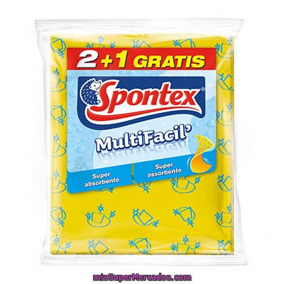 Bayeta Amarilla Multifácil Spontex, Pack 2+1 Unid.