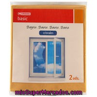 Bayeta Limpia Cristales 35x40 Eroski Basic, Pack 2 Unid.