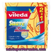 Bayeta Suave Amarilla Con 30% De Microfibras Vileda 3 Ud