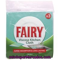 Bayeta Viscosa Para Cocina Fairy, Pack 3 Unid.