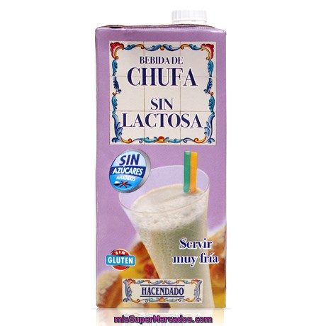 Bebida Chufa Sin Azucar Sin Lactosa, Hacendado, Brick 1 L