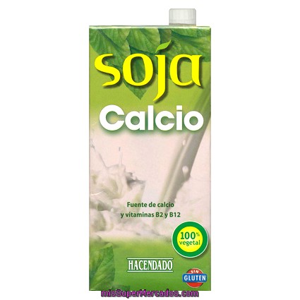 Bebida Soja Calcio, Hacendado, Brick 1 L