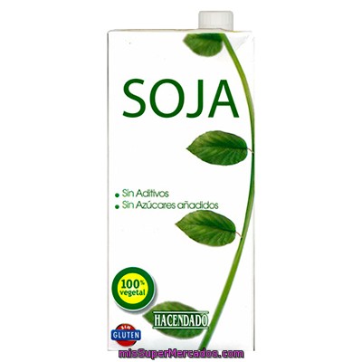 Bebida Soja Natural Sin Azucares Añadidos, Hacendado, Brick 1 L