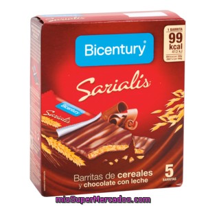 Bicentury Sarialis Barritas De Cereales Y Chocolate Con Leche Caja 5 Uds