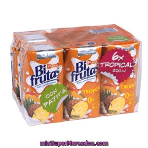 Bifrutas Pascual Bebidas De Frutas Con Leche Tropical Pack 6 Briks 20 Cl