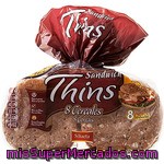 Bimbo Sandwich Thins Pan Con 8 Cereales Bajo En Grasa Rico En Fibras Grano Completo 8 Unidades Bolsa 310 G