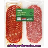 Bipack Chorizo Dulce-salchichón Eroski, Pack 2x100 G