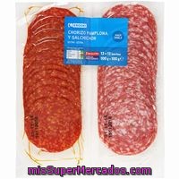 Bipack Chorizo Pamplona-salchichón Eroski, Pack 2x100 G