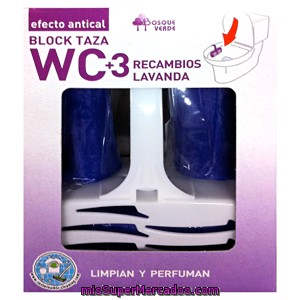 Block Taza  Wc Completo + 3 Recambios Aroma Lavanda, Bosque Verde, Caja 120 G