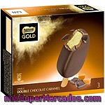 Bombón Helado Sabor Vainilla Recubierto De Doble Chocolate Y Caramelo Gold De Nestlé 3 Unidades De 100 Mililitros