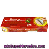 Bonito Norte Trozos Aceite Oliva (abre Facil Solapin), Hacendado, Lata Pack 3 U - 240 G Escurrido 156 G