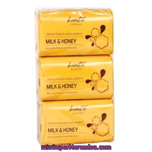 Bonte Jabón De Manos Miel Y Leche Pack 3 X 125 Gr