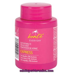 Bonte Quitaesmalte Express Sin Alcohol 0% Acetona Bote 75 Ml