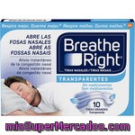 Breathe Right Tiras Nasales Grandes Transparentes Para La Congestión Nasal Y Antirronquidos Caja 10 Unidades