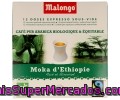 Café Expreso Moka De Etiopía, 100% Arábico En Monodosis Malongo 12 Unidades. Este Tipo De Capsulas De Café Son Para Máquinas Nespresso De Malongo.