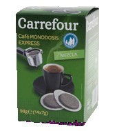 Café Molido Mezcla En Monodosis Para Cafeteras Express Carrefour 98 G.