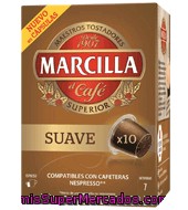 Café Monodosis Sabor Suave (intensidad 7) Marcilla 10 Unidades