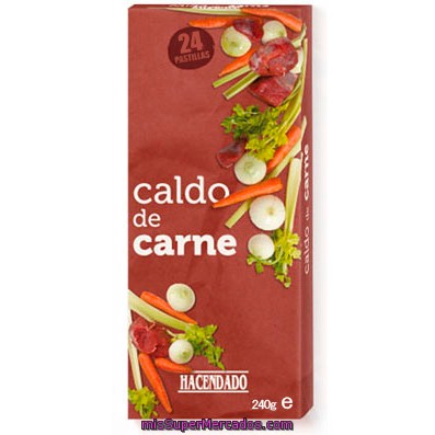 Caldo Deshidratado Pastillas Carne, Hacendado, Caja 24 Pastillas - 12 L