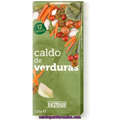 Caldo Deshidratado Pastillas Vegetal, Hacendado, Caja 12 Pastillas - 6 L