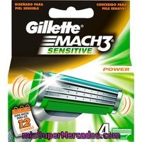 Cargador De Afeitar Gillette Mach 3 Sens., Pack 4 Unid.