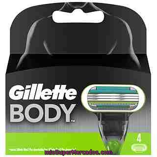 Cargador Máquina Depilatoria Masculina Gillette Body 4 Ud.