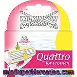 Cargador Maquinilla Depilatoria Para Mujer Quattro Wilkinson 4 Ud.