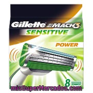 Cargador Para Afeitar Sensitive Power Gillette Mach3 8 Ud.