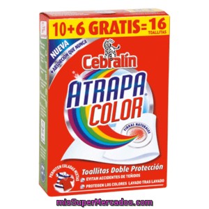 Cebralin Toallitas Atrapacolor Paquete 10+6 Uds